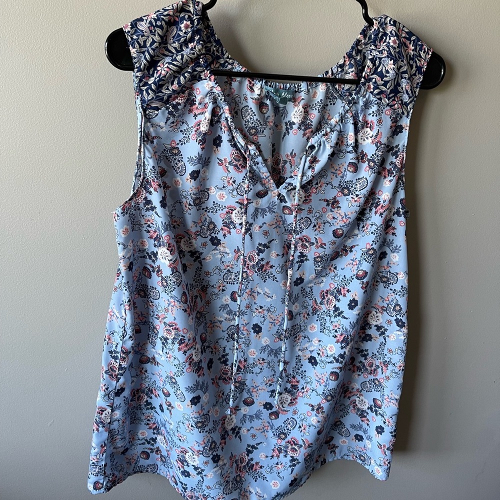 Soft blue and pink blouse